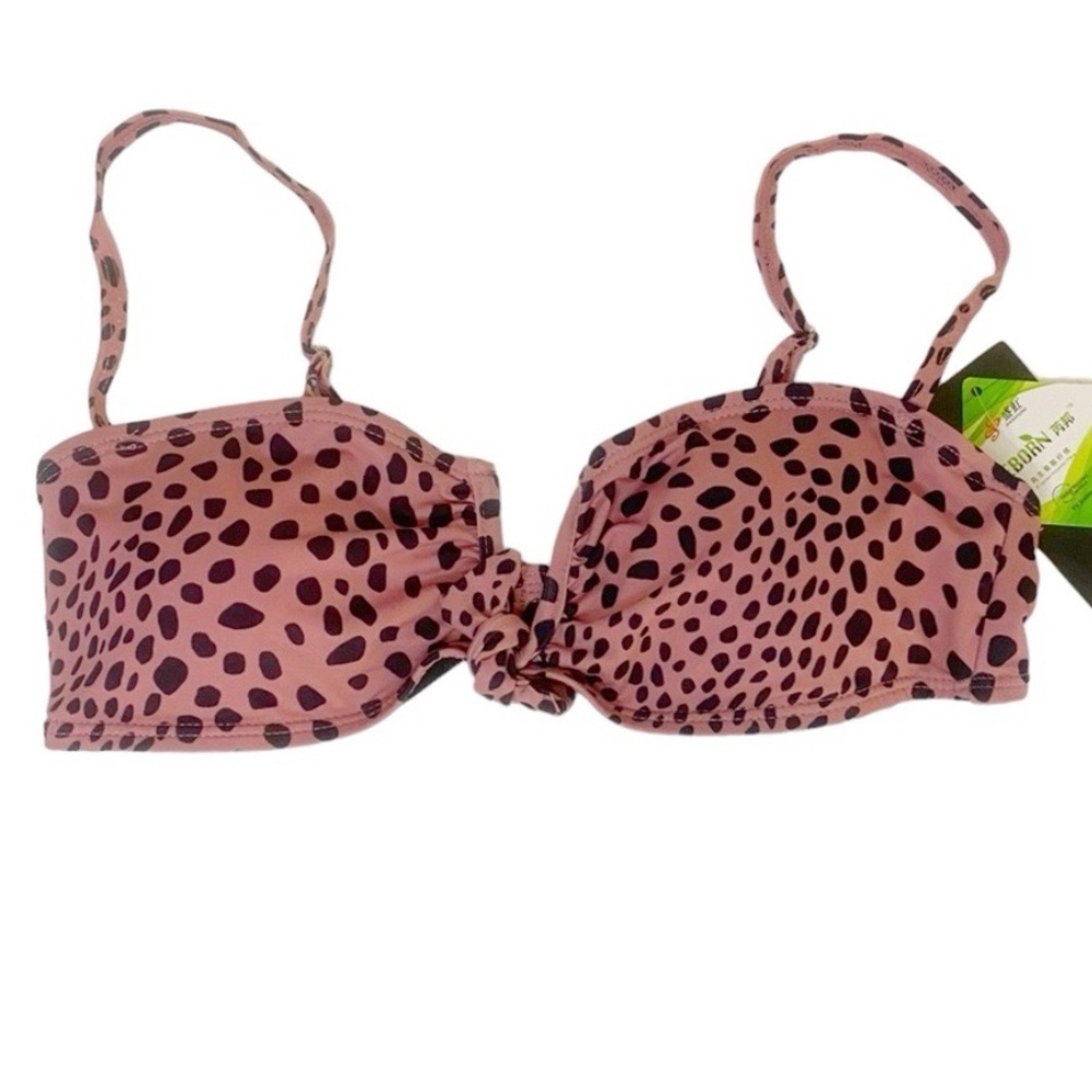 Nasty Gal Animal Print Bikini Top Spot Us at the Beach NEW NWT Size 6